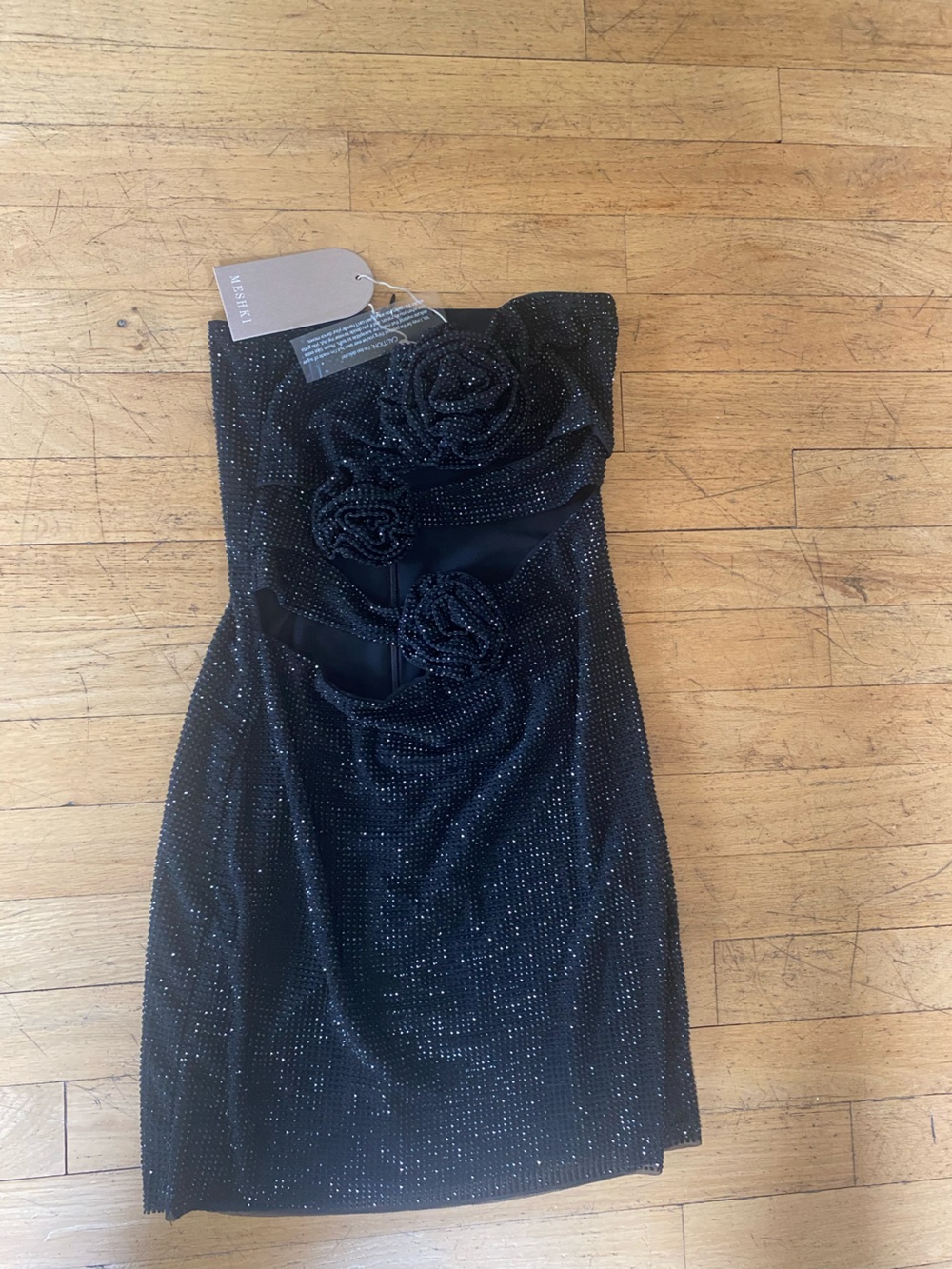 Meshki gorgeous rhinestone dress. Black/ sexy. Small. NWT